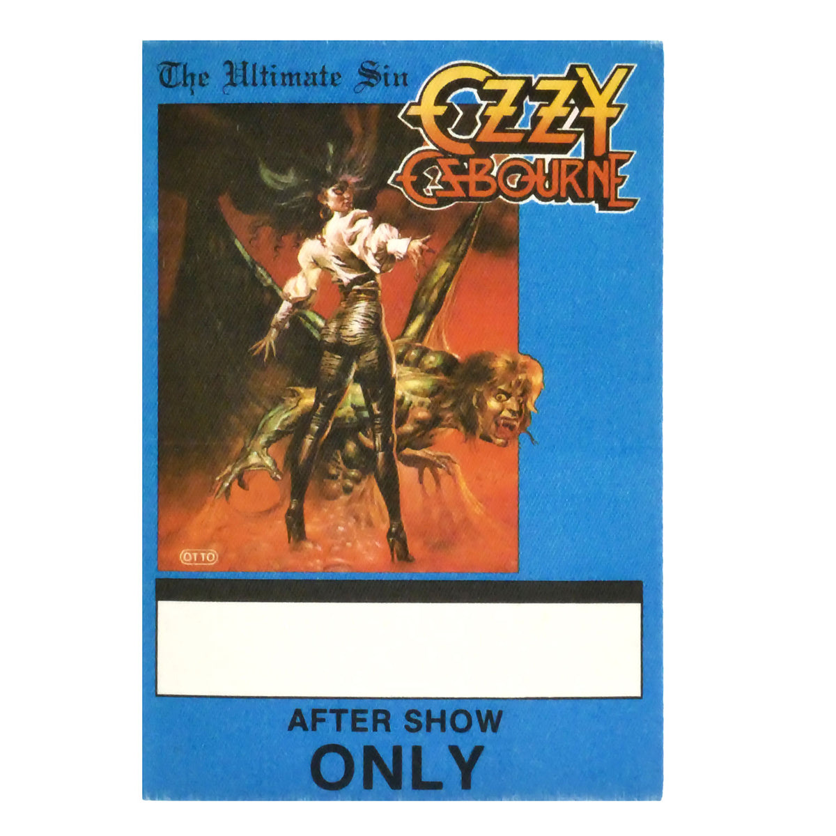 Ozzy Osbourne The Ultimate Sin After Show Only (Blue) Cloth Backstage Pass Front