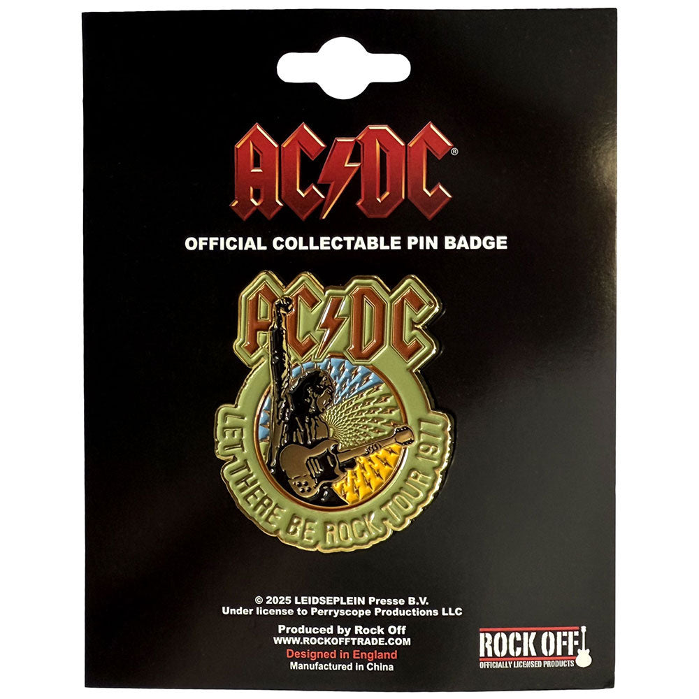 AC/DC Let There Be Rock Tour '77 Pewter Pin Badge Front