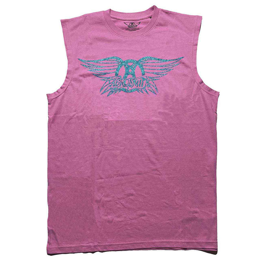 Aerosmith Glitter Print Logo Mens Tank Front