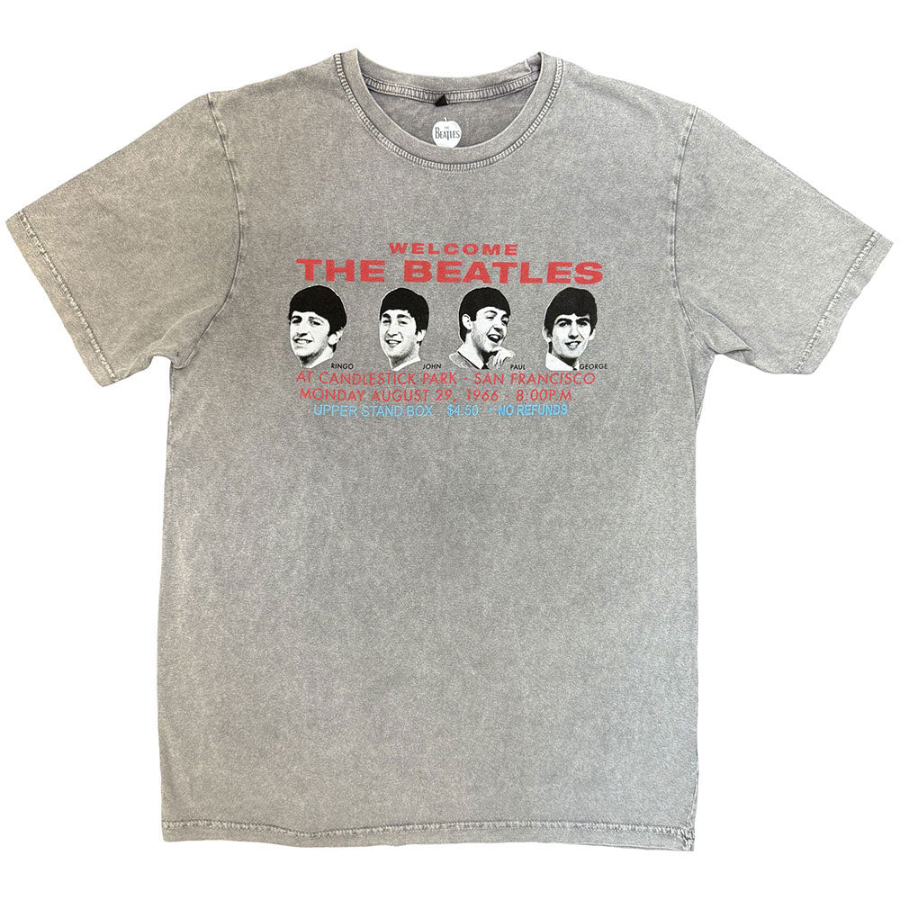 Beatles Candlestock Park Heads Stone Wash T-shirt Front