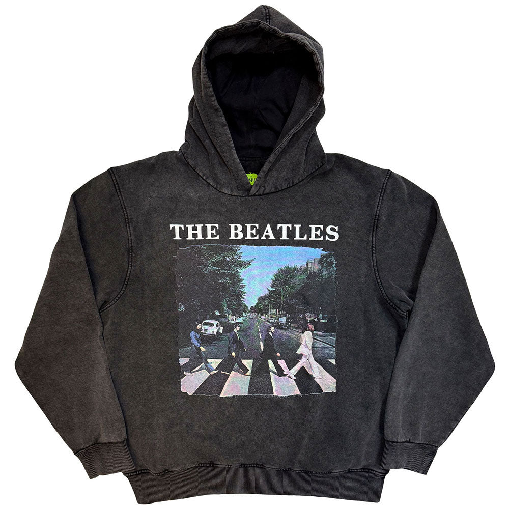 Beatles Abbey Road & Logo Stone Wash Hooded Sweatshirt Front