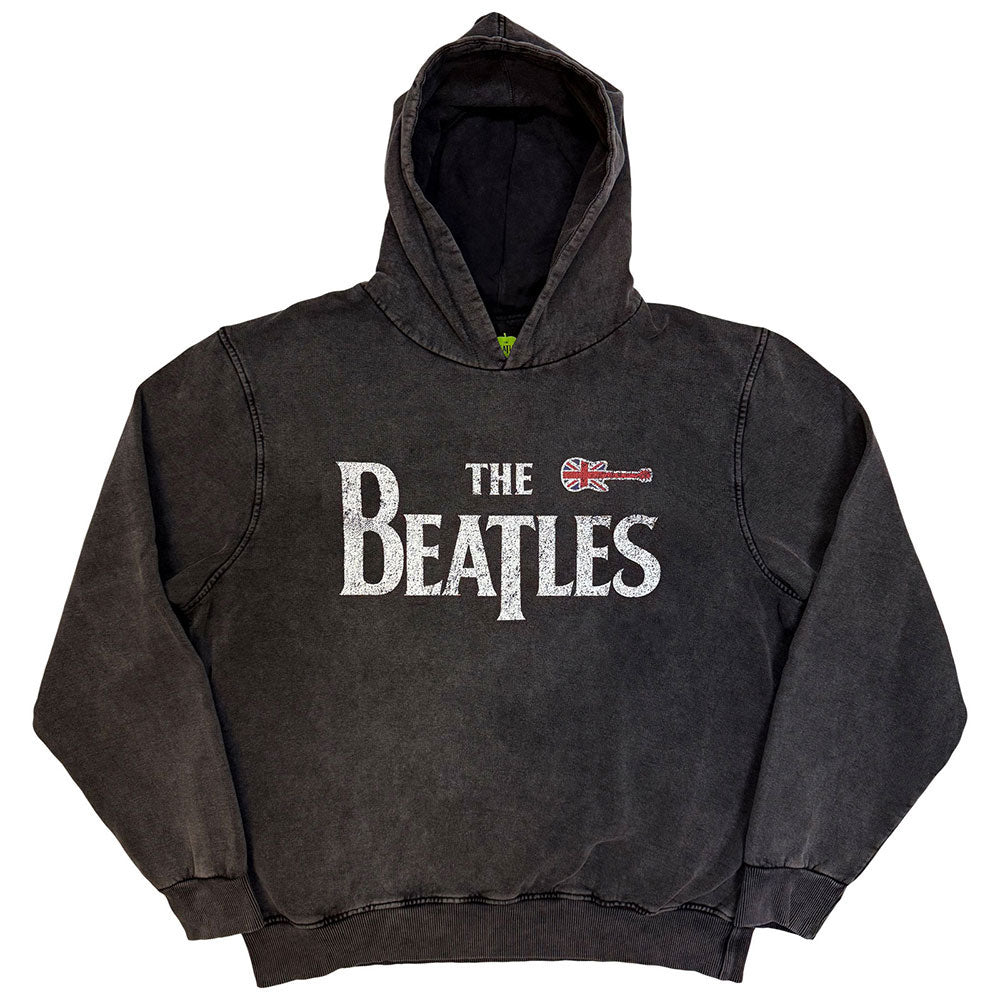 Beatles Guitar & Drop T Stone Wash Hooded Sweatshirt Front