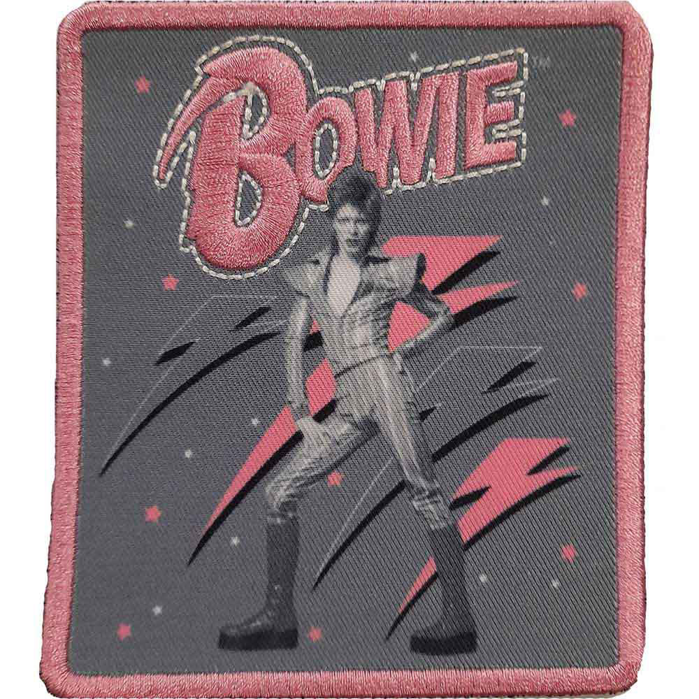 David Bowie Pink Flash Woven Logo Woven Patch Front