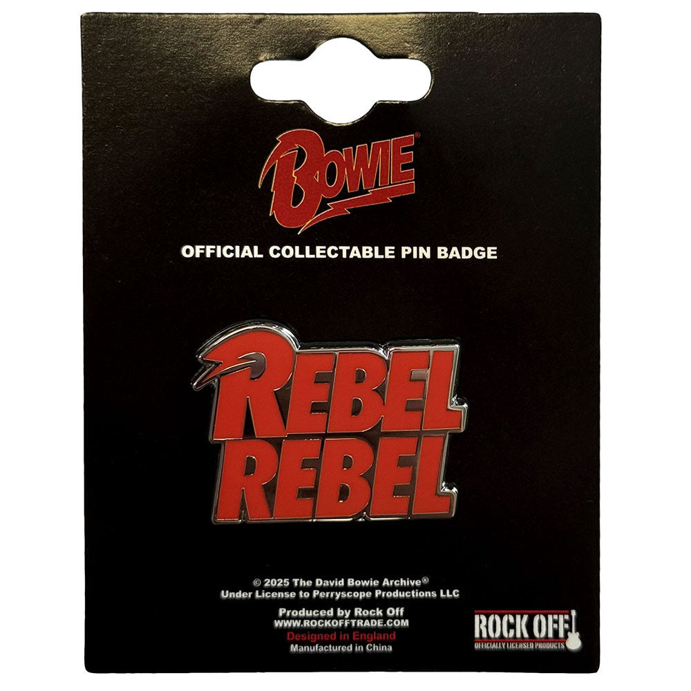 David Bowie Rebel Rebel Pewter Pin Badge Front