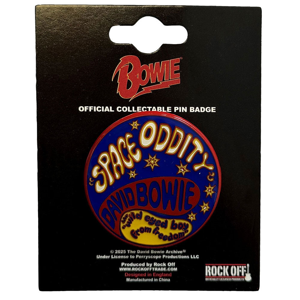 David Bowie Space Oddity Pewter Pin Badge Front
