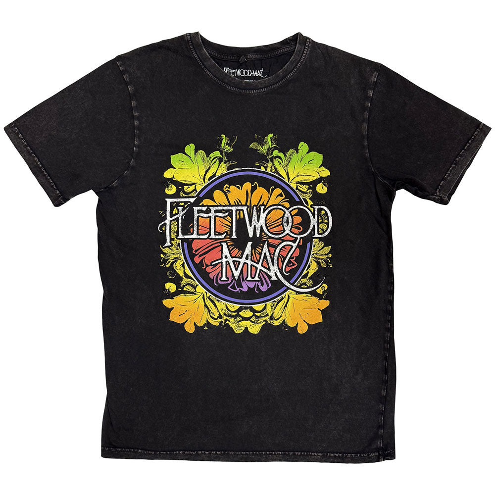 Fleetwood Mac Circle Floral Logo Stone Wash T-shirt Front