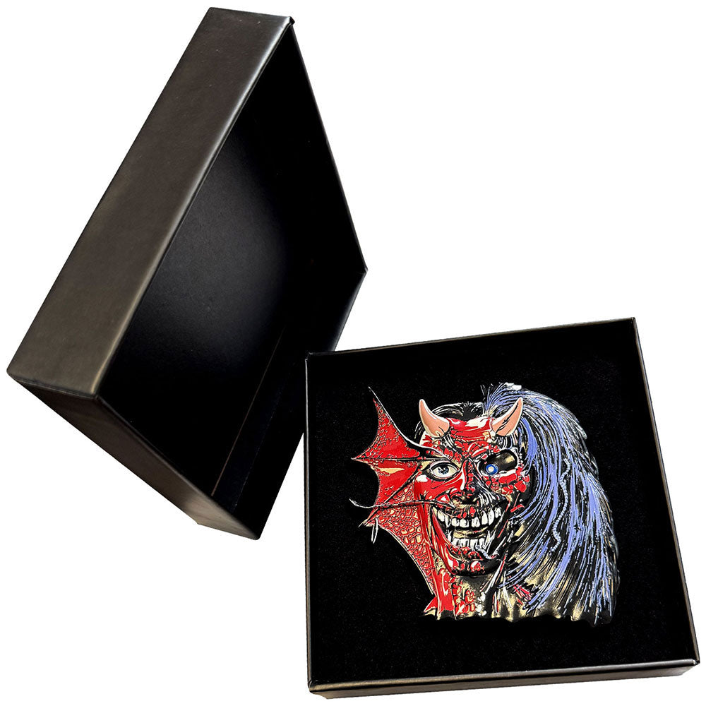 Iron Maiden Purgatory Eddie Large Pewter Pin Badge Front
