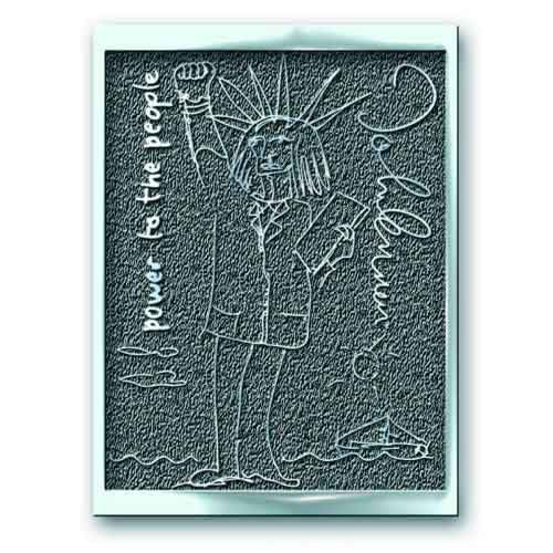 John Lennon Power To The People Hichrome Pewter Pin Badge Front