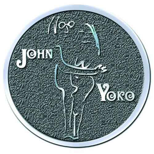 John Lennon John & Yoko Embrace Hichrome Pewter Pin Badge Front