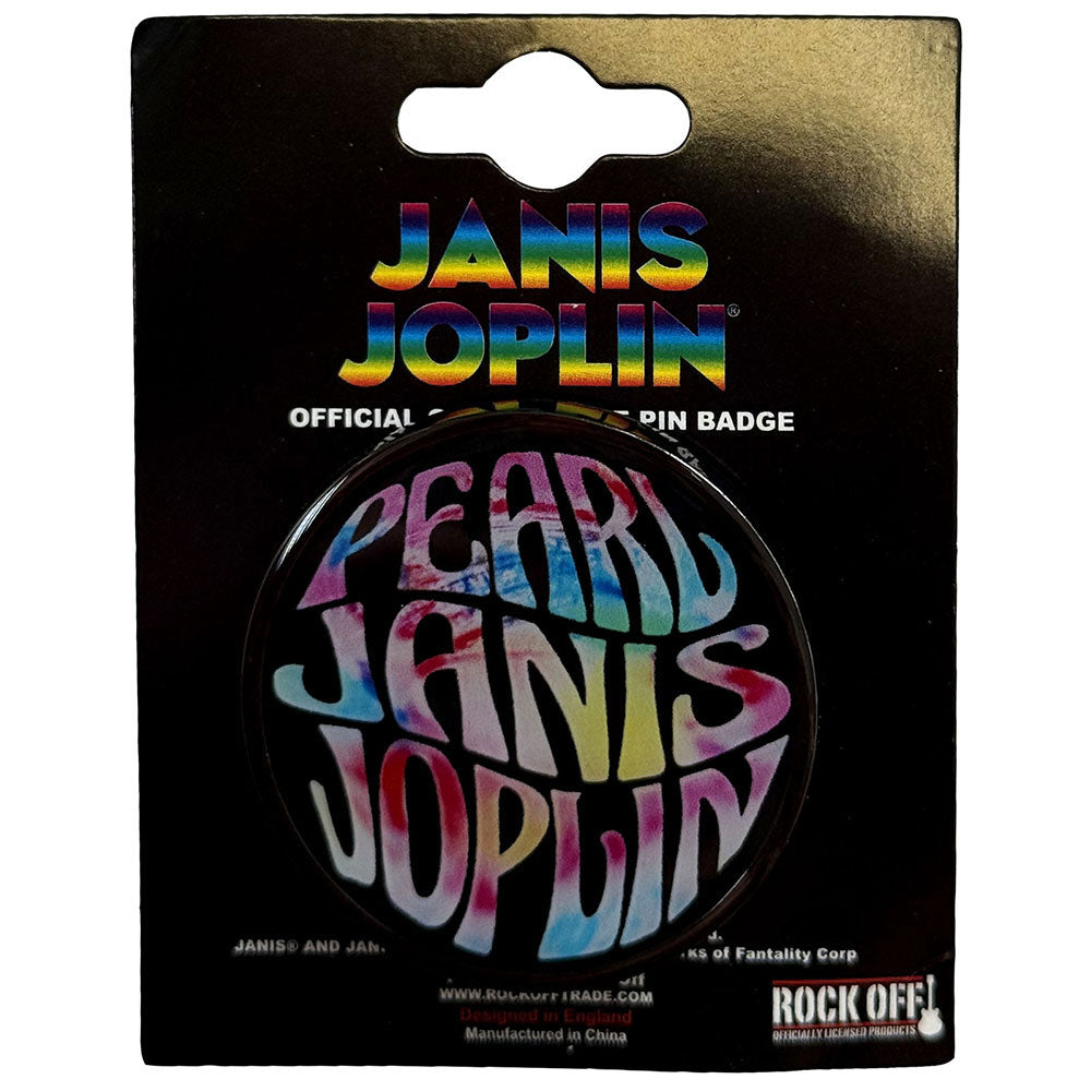 Janis Joplin Pearl Emblem Colour Pewter Pin Badge Front
