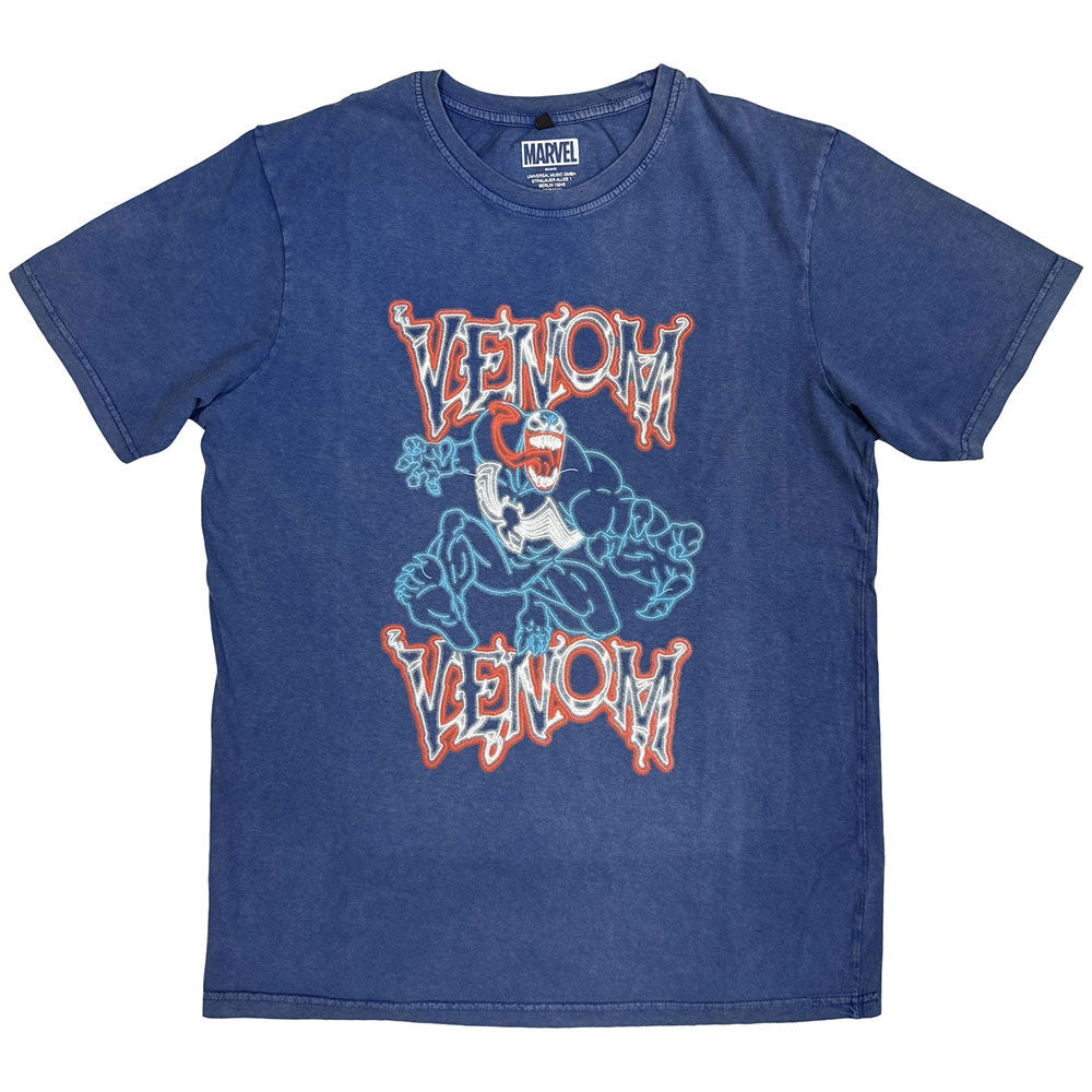 Marvel Comics Venom Neon Light Outline Stone Wash T-shirt Front