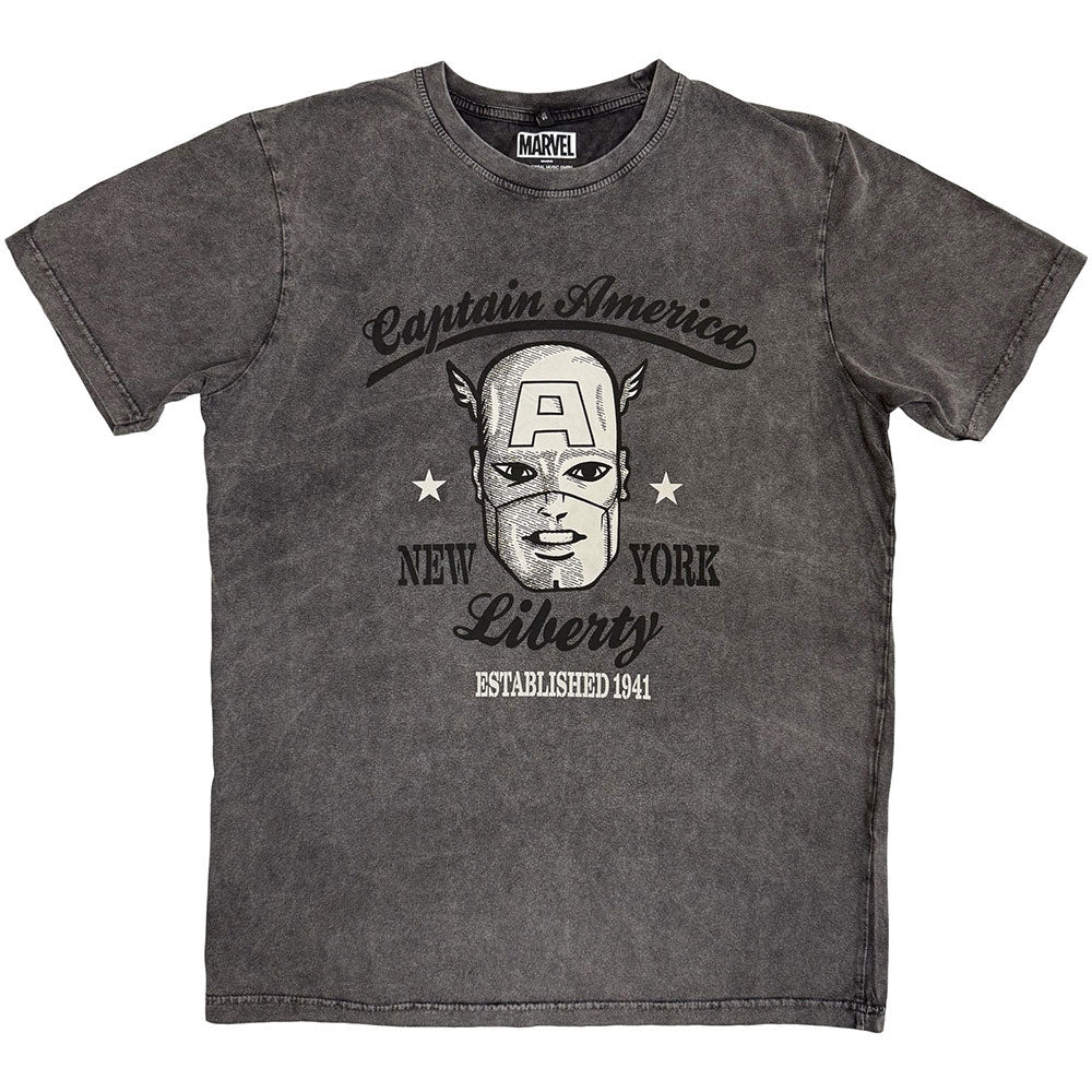 Marvel Comics Captain America Est. 1941 Stone Wash T-shirt Front
