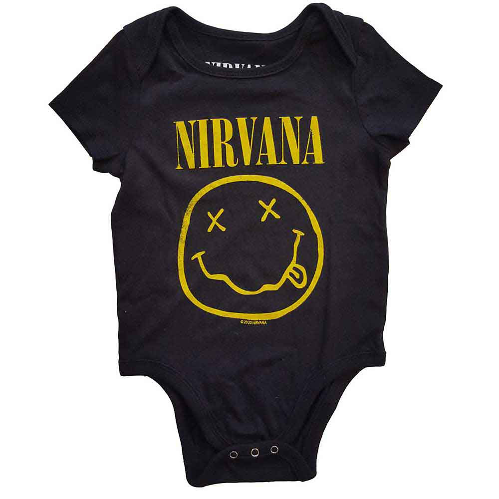 Nirvana Yellow Happy Face Bodysuit Front