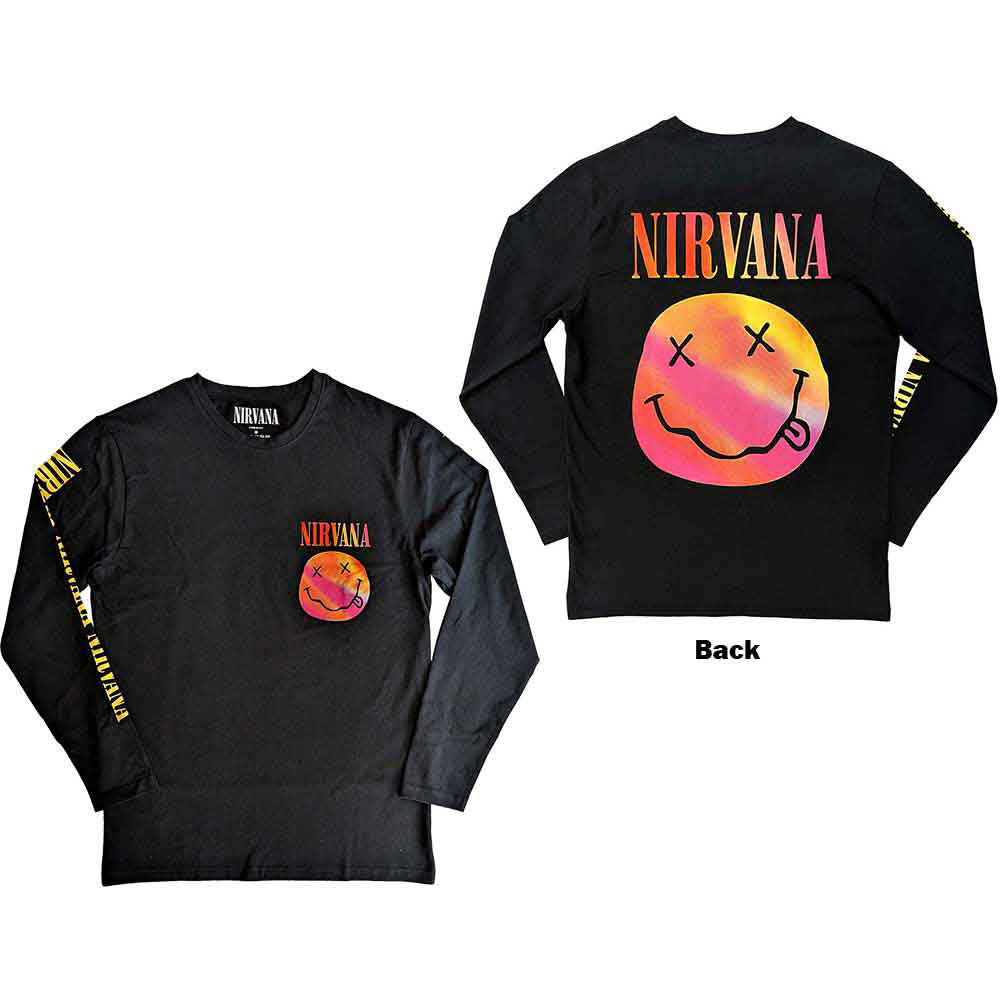 Nirvana Gradient Happy Face Long Sleeve Front