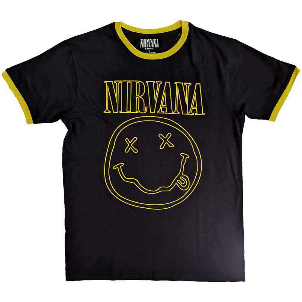 Nirvana Outline Happy Face T-shirt Front