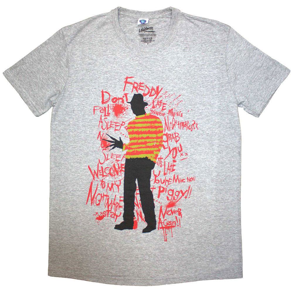 A Nightmare On Elm Street Freddy Scribble Font T-shirt Front