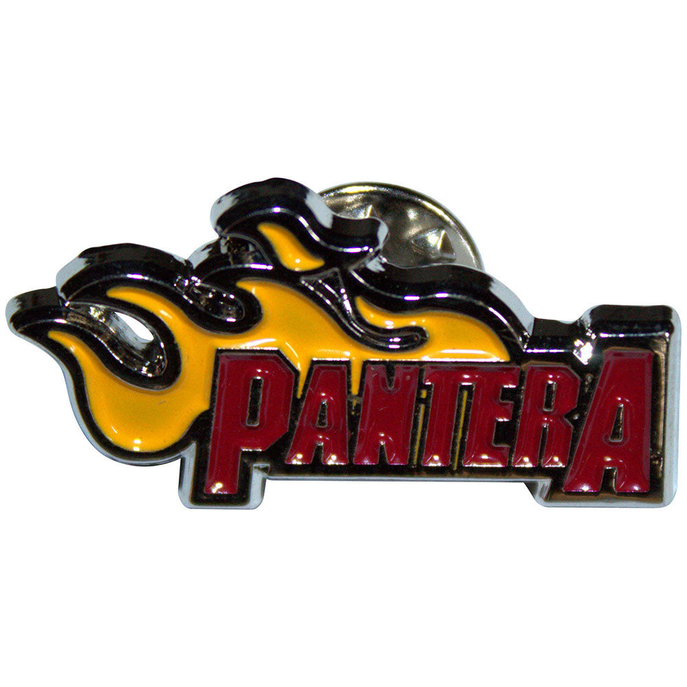 Pantera Flame Logo Pewter Pin Badge Front