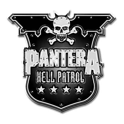 Pantera Hell Patrol Shield Pewter Pin Badge Front