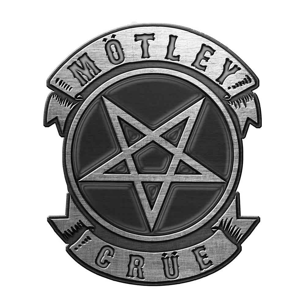 Motley Crue Pentagram Pewter Pin Badge Front