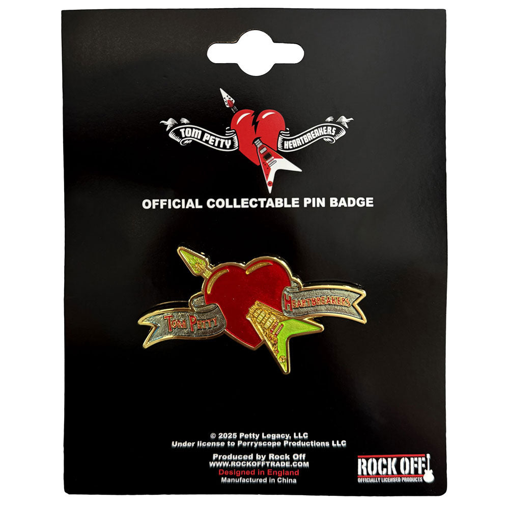 Tom Petty & The Heartbreakers Flying Heart Pewter Pin Badge Front