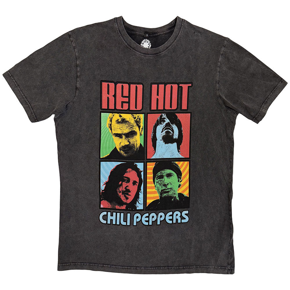 Red Hot Chili Peppers Portrait Photos Stone Wash T-shirt Front