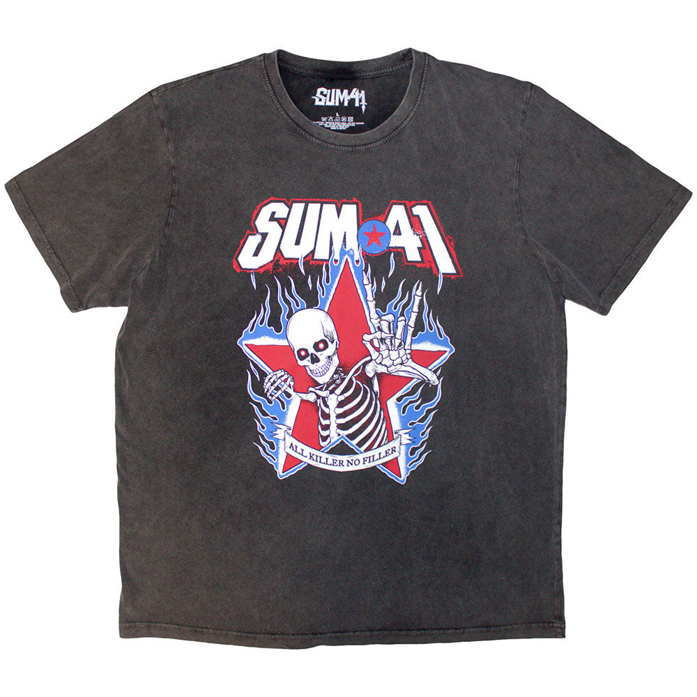 Sum 41 All Killer No Filler Skeleton Stone Wash T-shirt Front