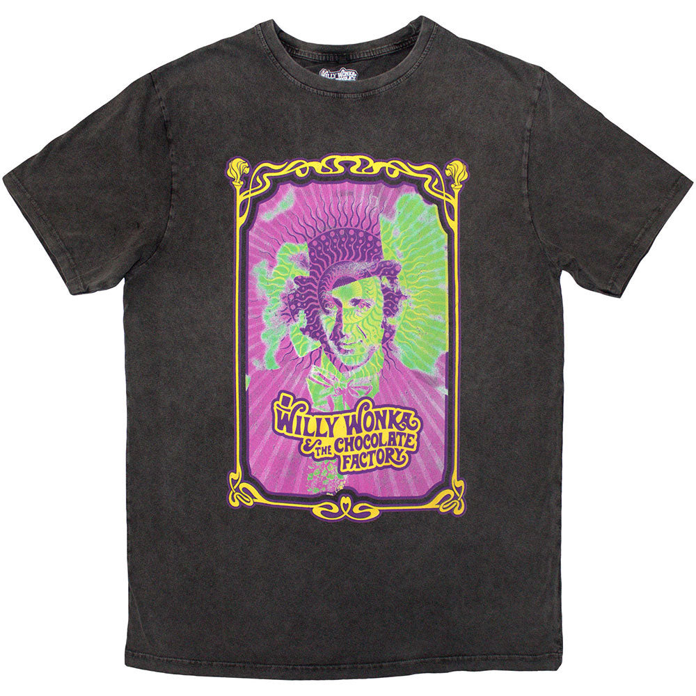 Willy Wonka And The Chocolate Factory Psych Poster Stone Wash T-shirt Front