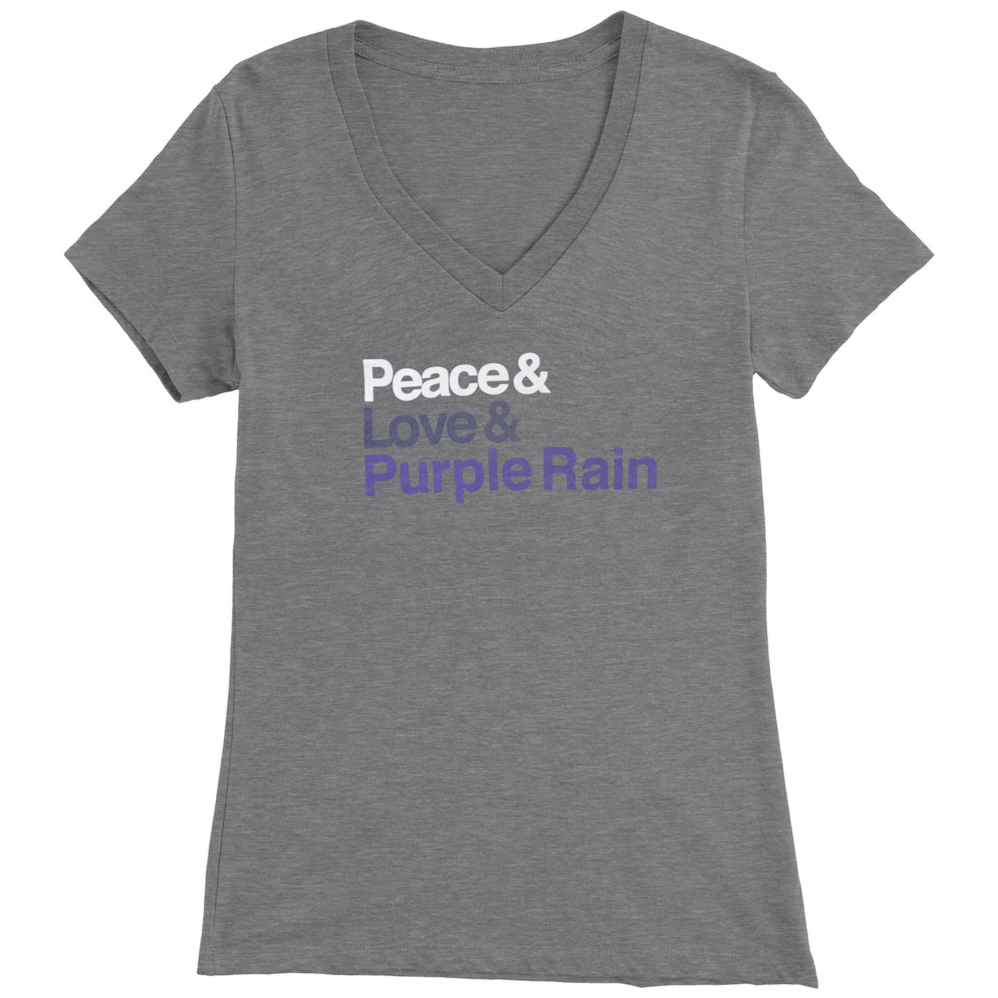 Prince Peace Love & Purple Rain Ladies Tee (Heather Grey) Junior Top Front