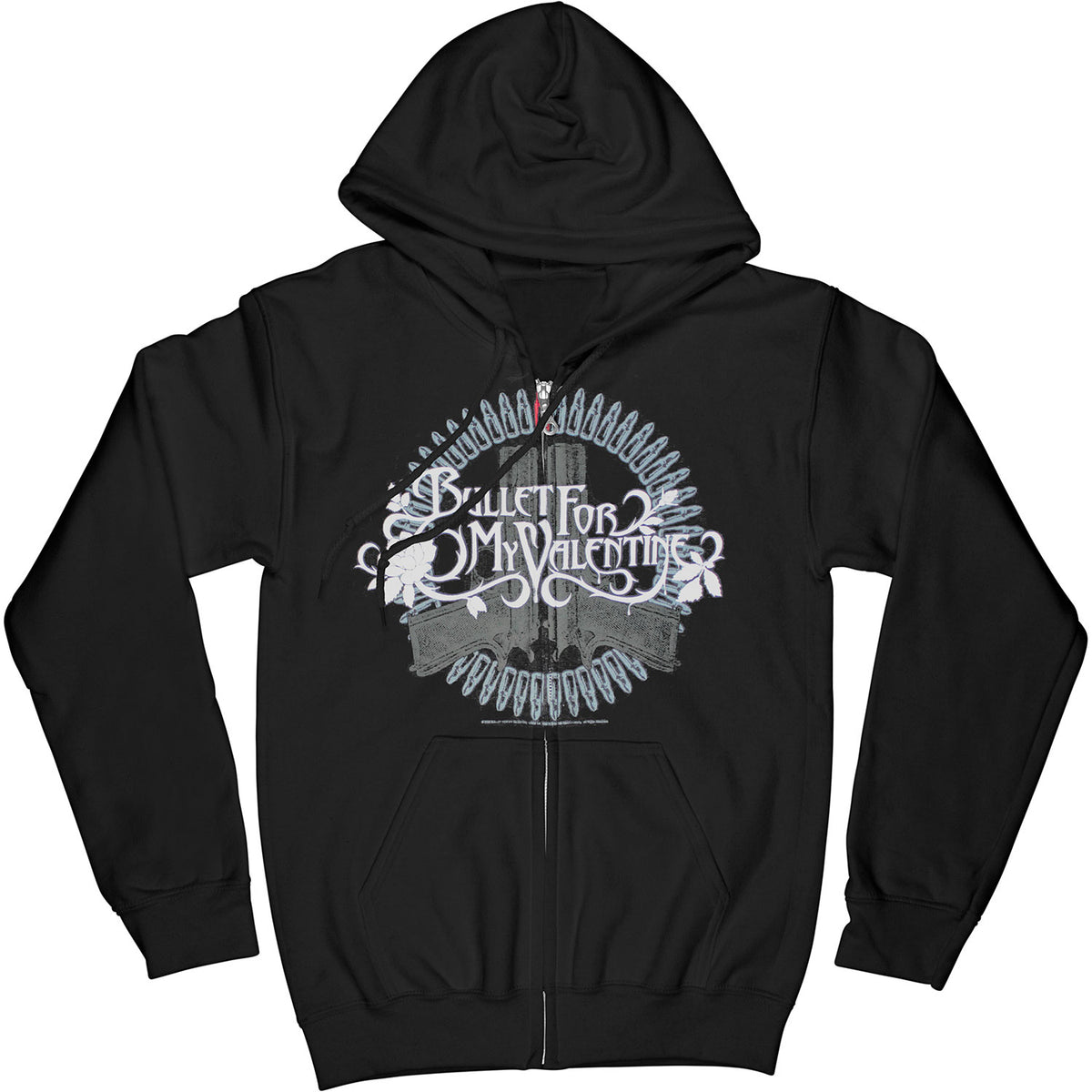 Bullet For My Valentine Bullets And Guns Circle (Only 1 Available) Zippered Hooded Sweatshirt Front