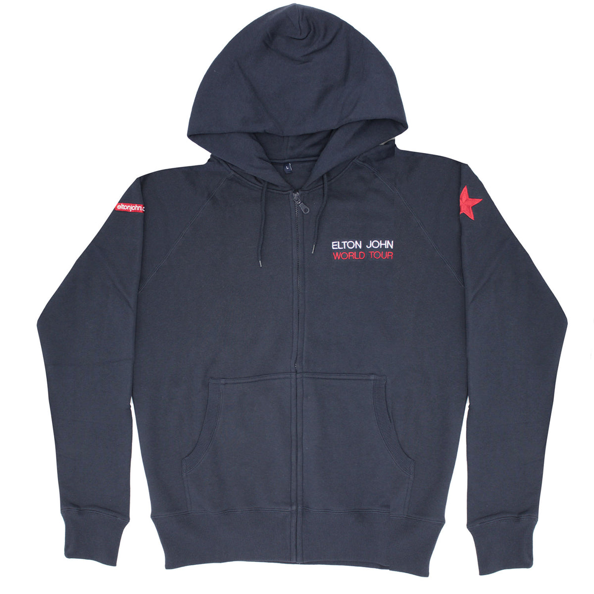 Elton John Embroidered World Tour (Very Rare Only 1 Available) Zippered Hooded Sweatshirt Front