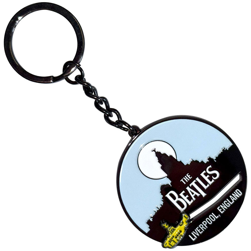 Beatles Liverpool Skyline & Yellow Submarine Metal Key Chain Front