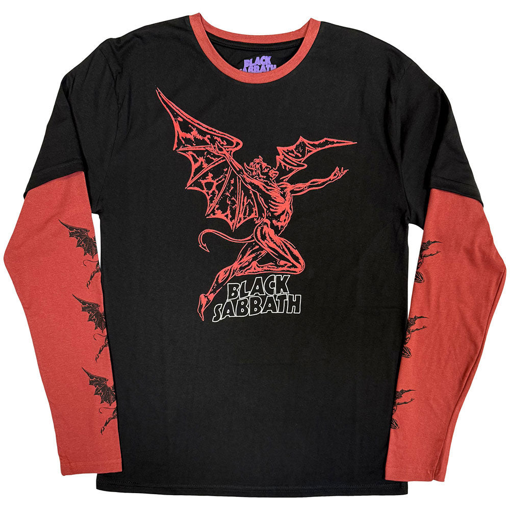 Black Sabbath Red Henry Wavy Logo Long Sleeve Front