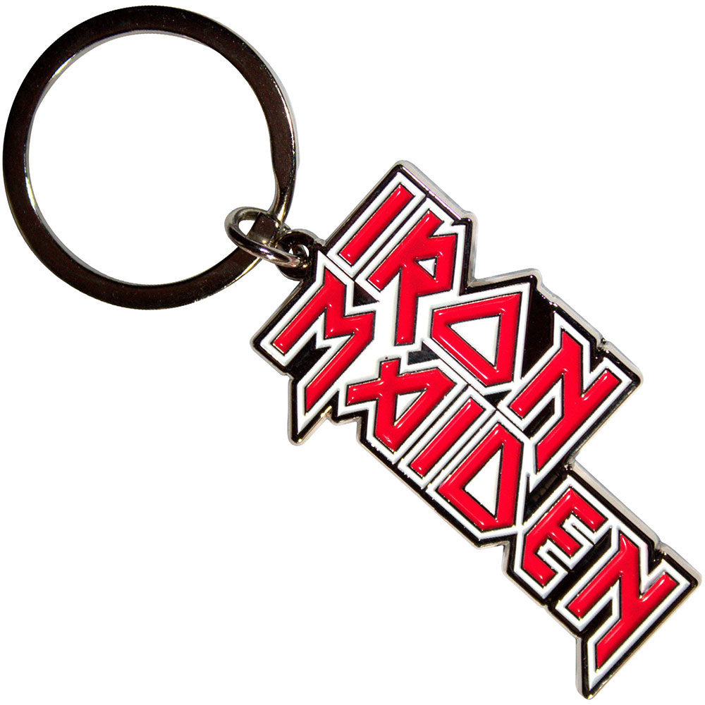 Iron Maiden Stacked Logo Metal Key Chain Front