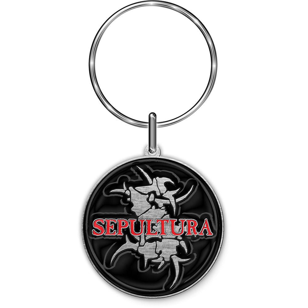 Sepultura Logo & Tribal S Metal Key Chain Front