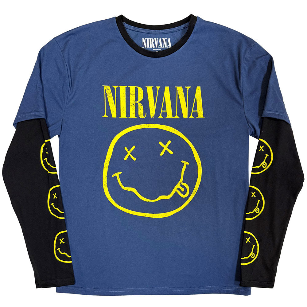 Nirvana Yellow Happy Face Long Sleeve Front