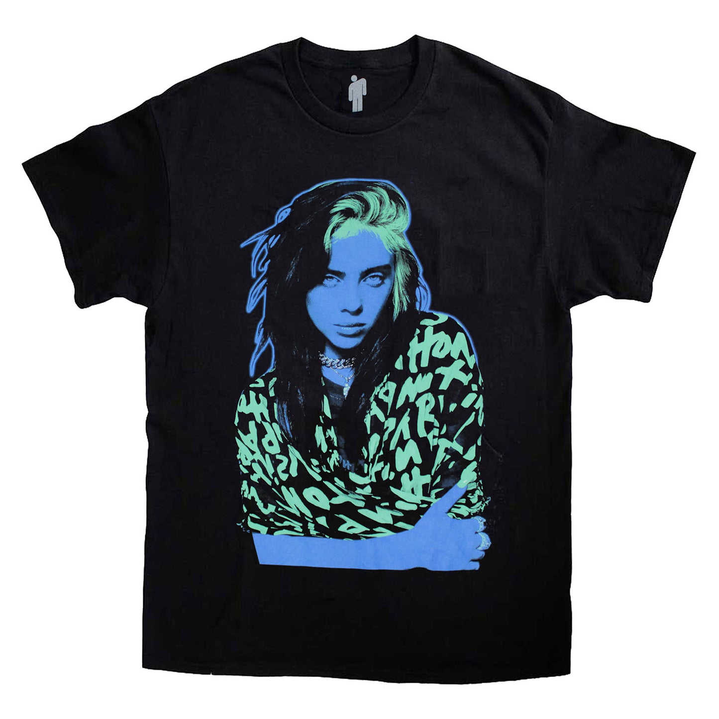 Billie Eilish Press Photo Neon (Womens Plus Sizes) Junior Top Front