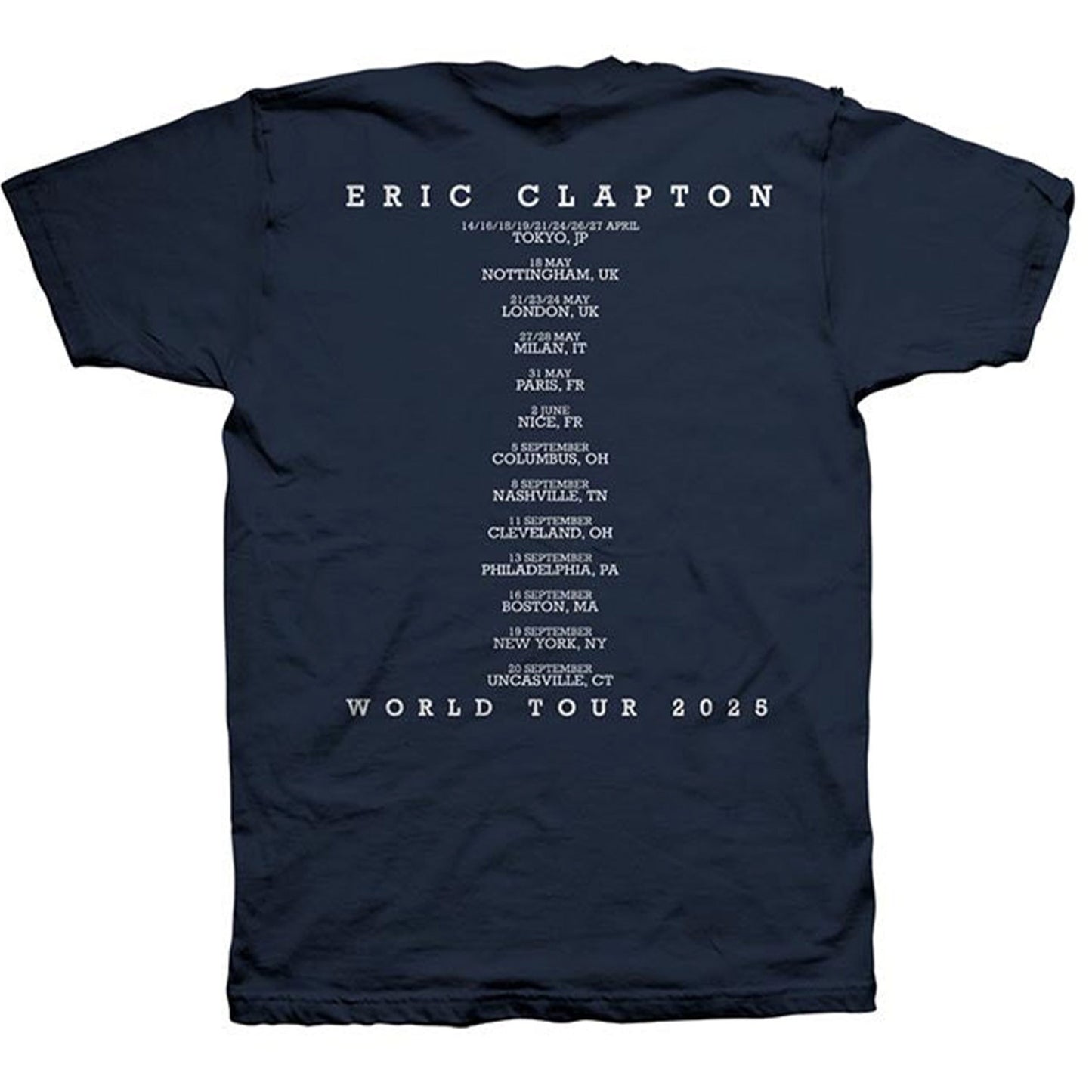 Eric Clapton Slowhand Tour 2025 T-shirt Back