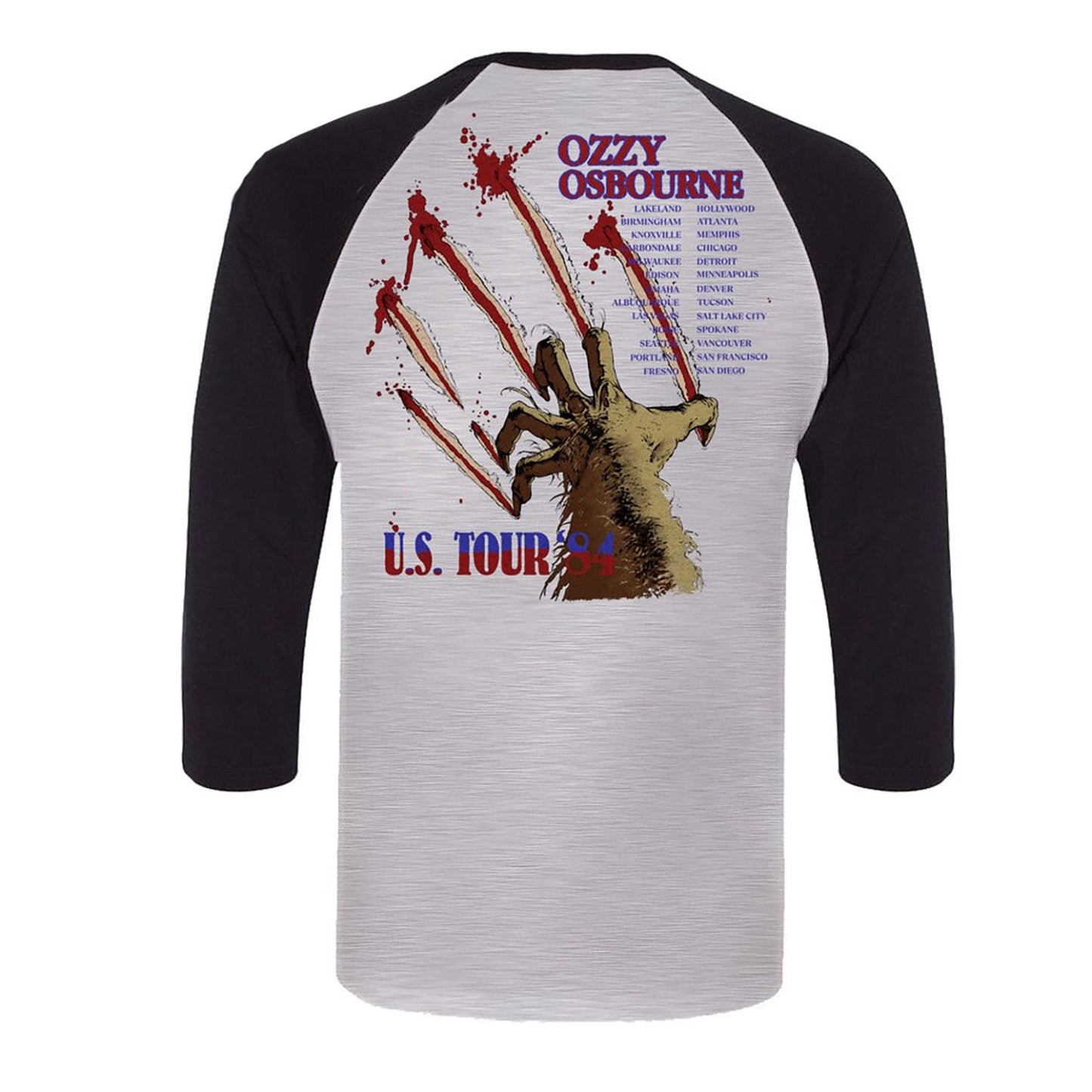 Ozzy Osbourne Bark Tour Raglan Baseball Jersey Back