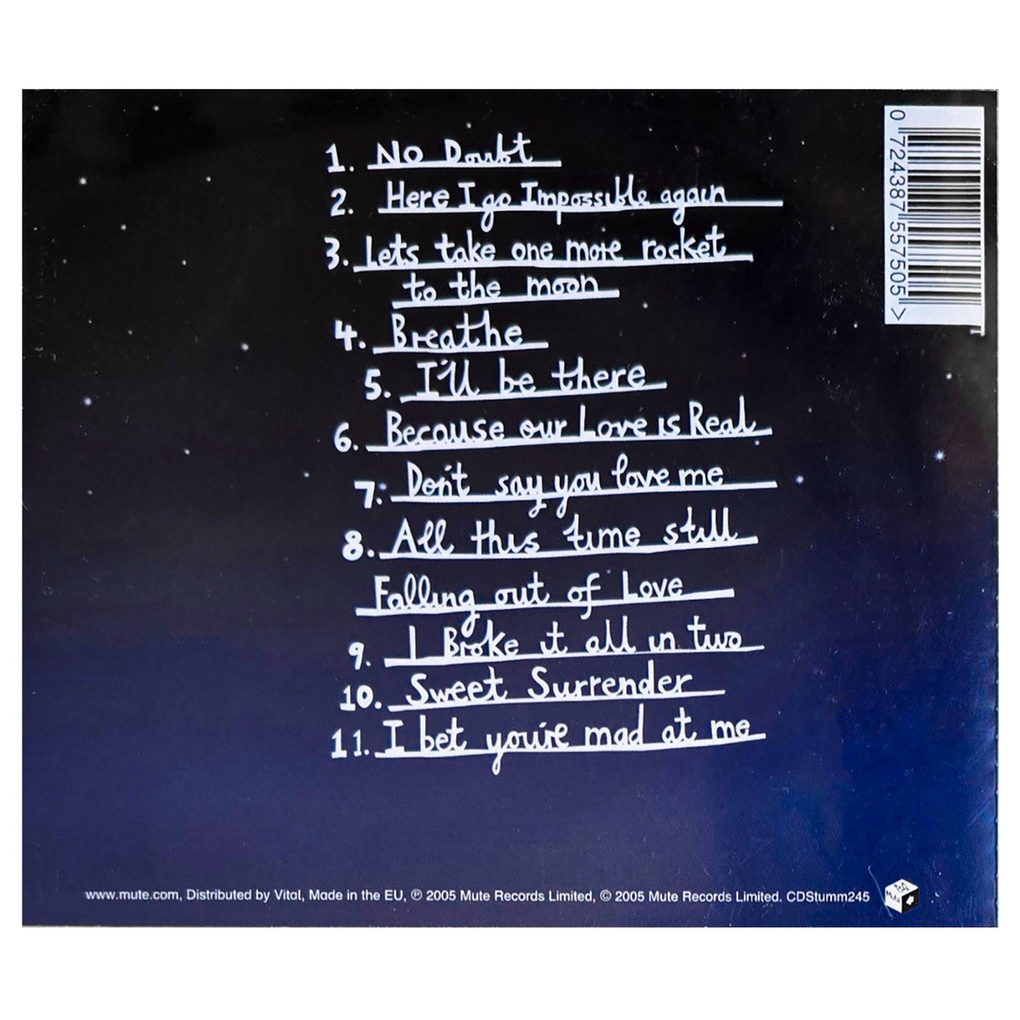 Erasure Nightbird CD Back