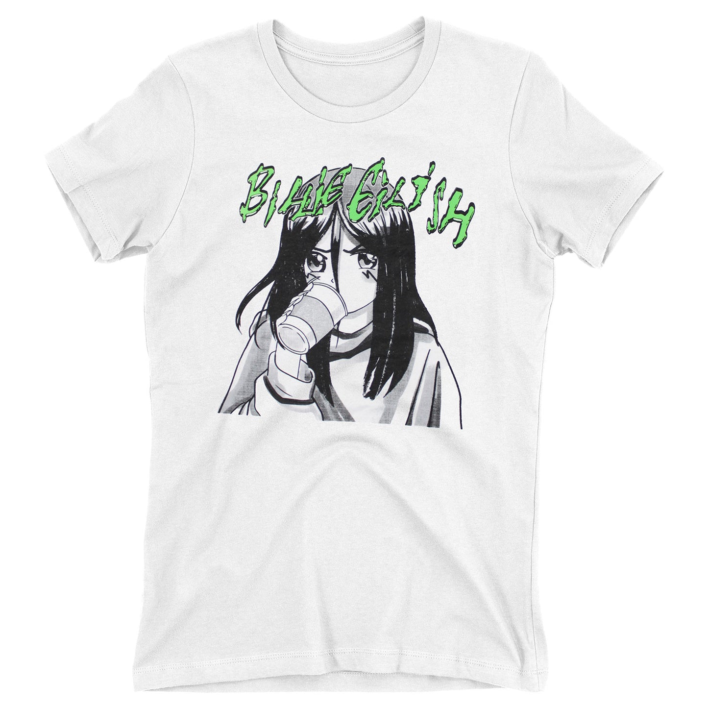 Billie Eilish Anime Coffee T-shirt Front