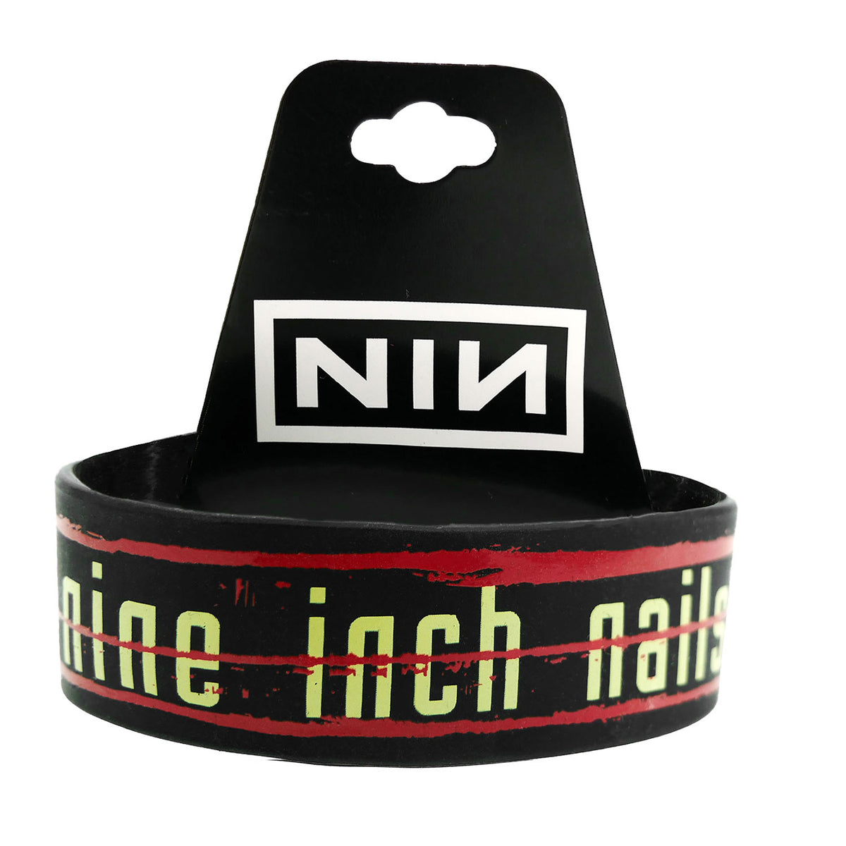 Nine Inch Nails NIN Streaks Red Rubber Bracelet Front