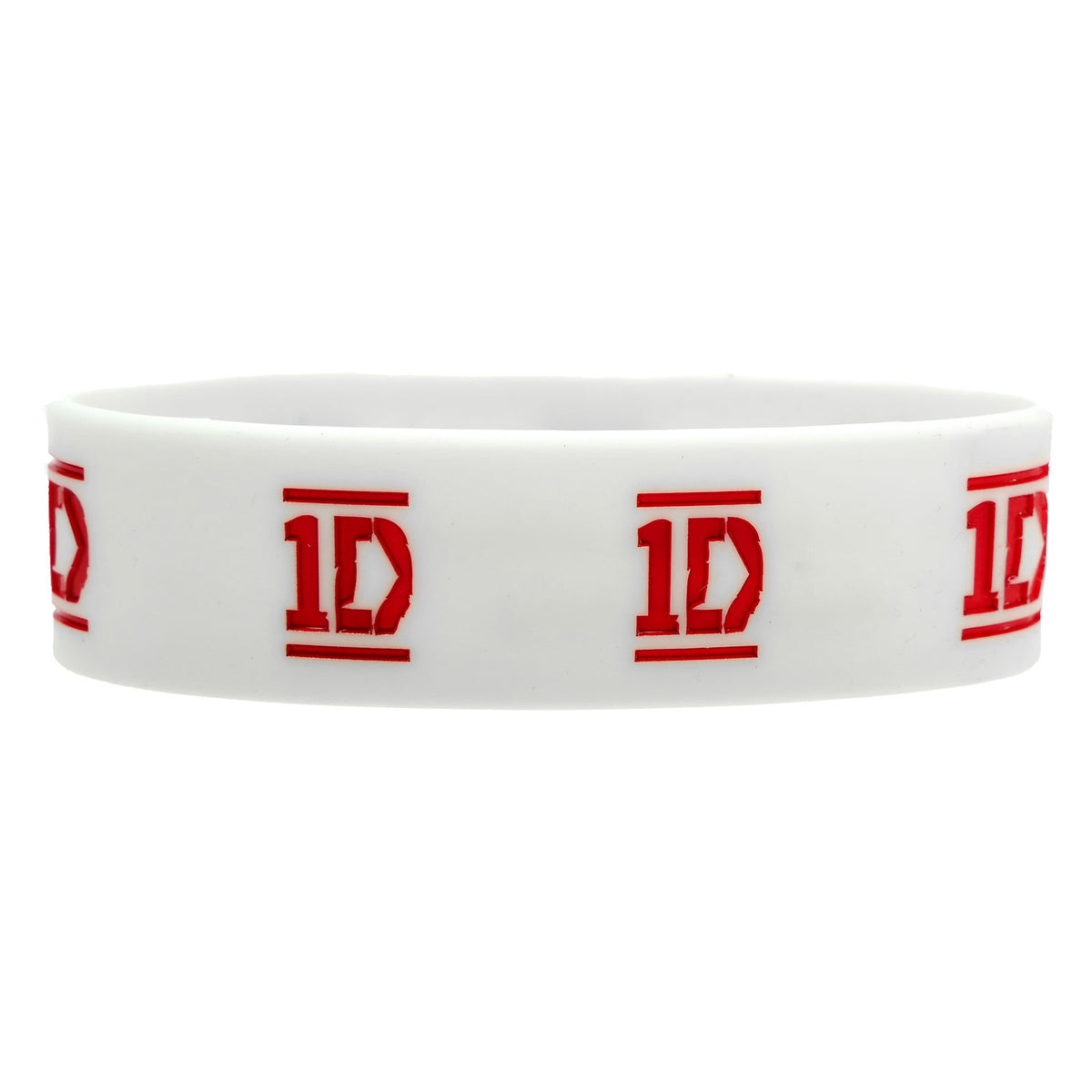 One Direction Red 1D Logos Rubber Bracelet Front