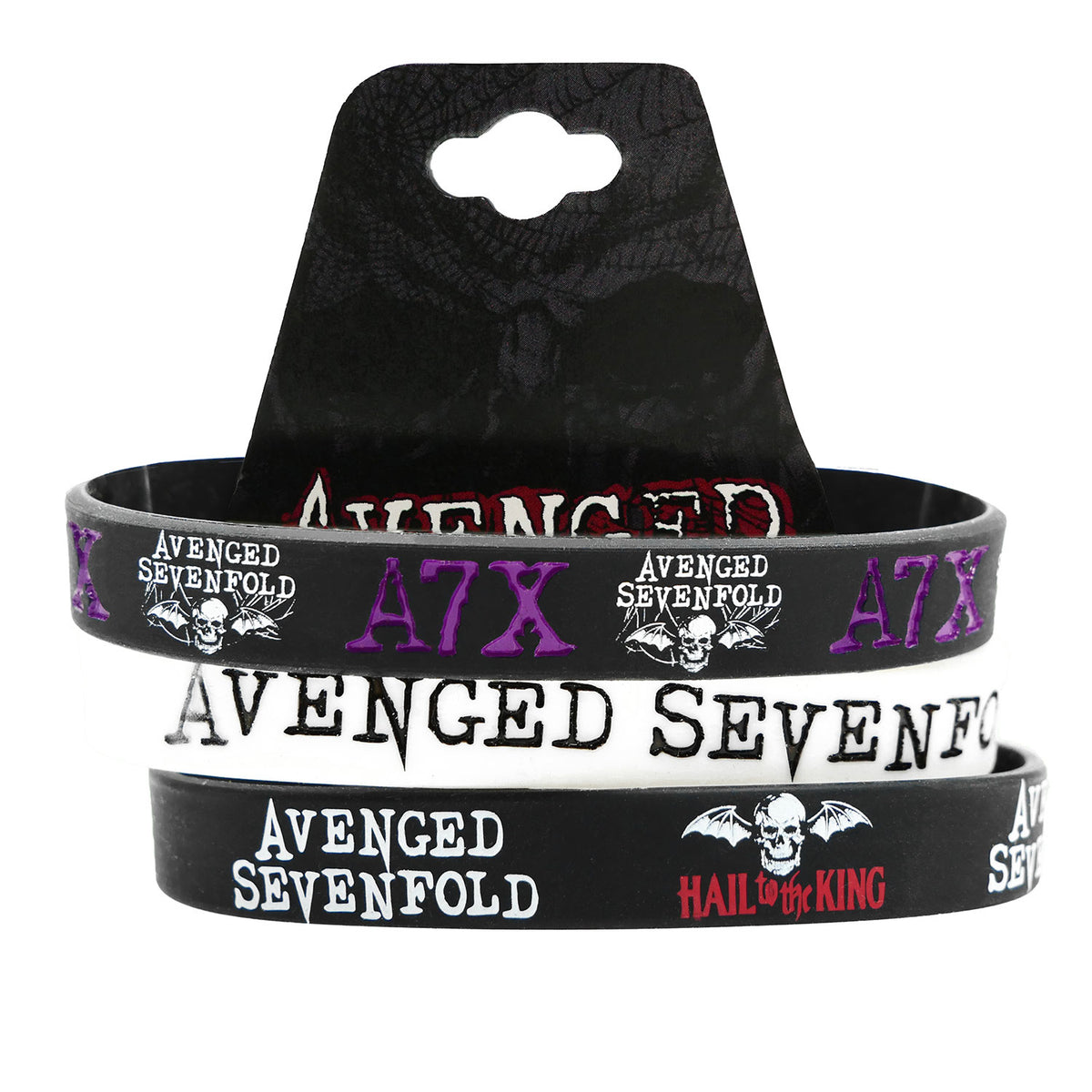 Avenged Sevenfold A7X Logo Bat 3 Pack Rubber Bracelet Front