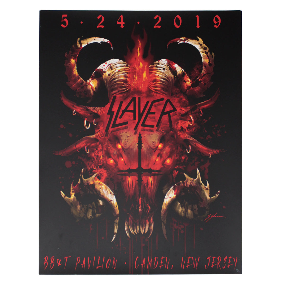 Slayer 5.24.2019 Camden, New Jersey by Sam Shearon Limited Screenprint Front