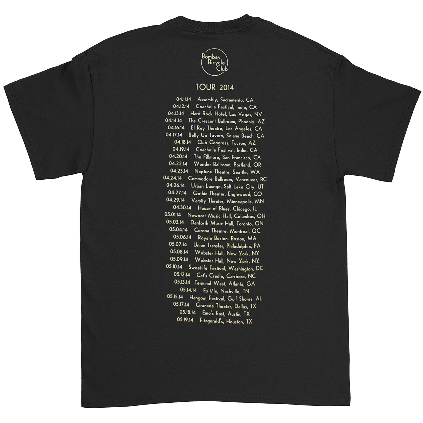 Bombay Bicycle Club so long, see you tomorrow 2014 USA Tour T-shirt Tall Back