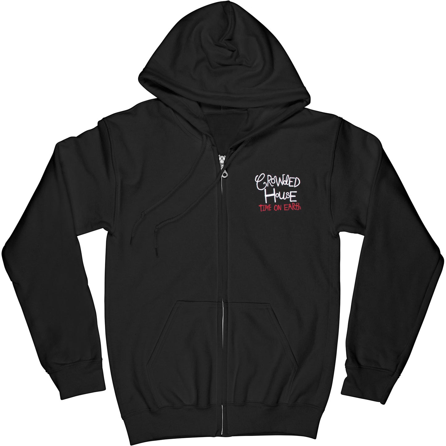 Crowded House Time On Earth (Black) Zippered Hooded Sweatshirt Front