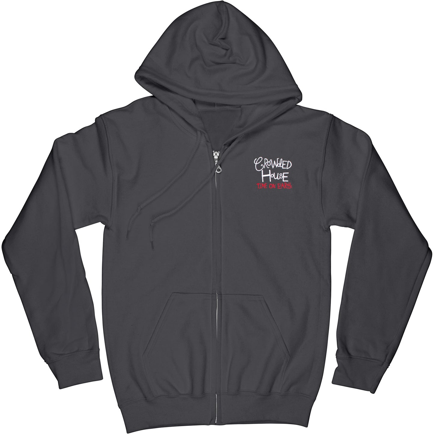 Crowded House Time On Earth (Grey) Zippered Hooded Sweatshirt Front