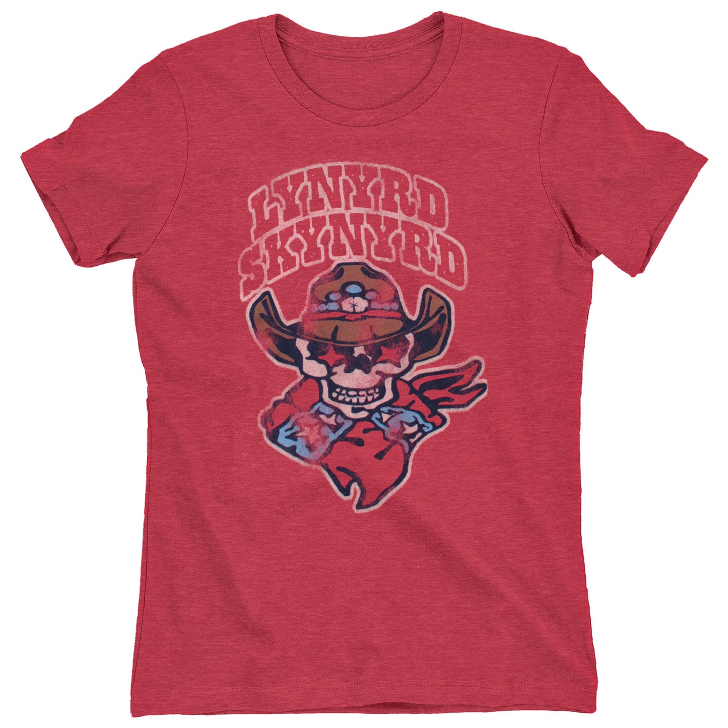 Lynyrd Skynyrd Vintage Distressed Cowboy Skull Logo Junior Top Front