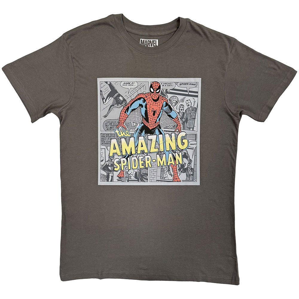Marvel Comics Amazing Spider-man Comic Background T-shirt Front