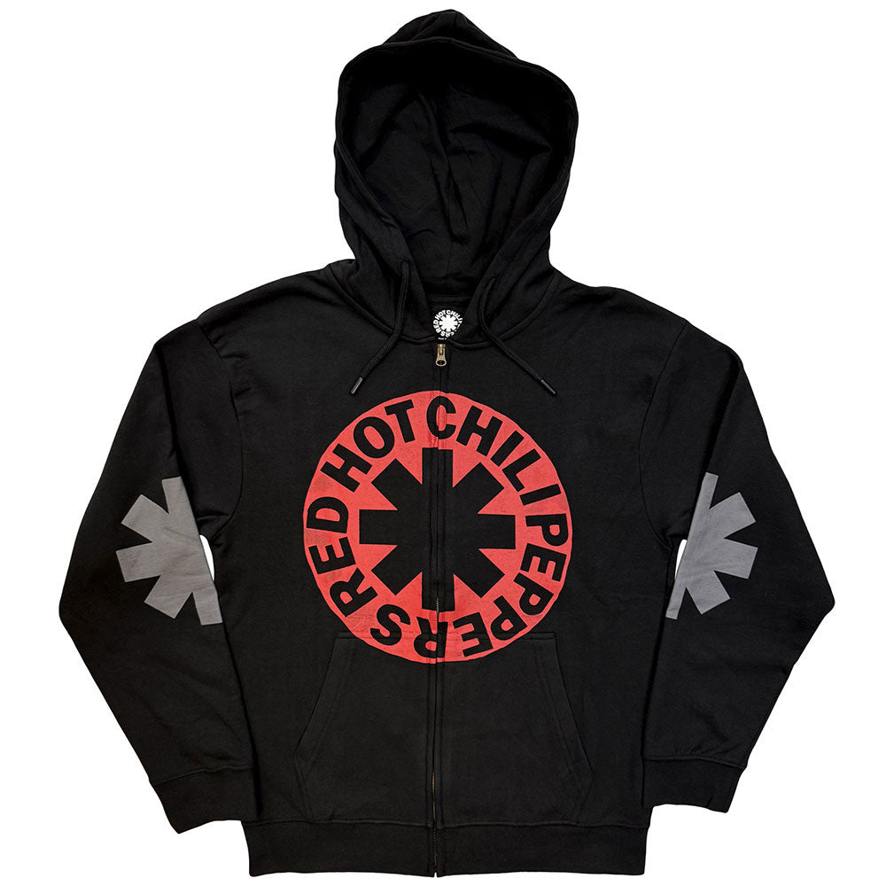 Red Hot Chili Peppers Asterisk Circle Zippered Hooded Sweatshirt Front